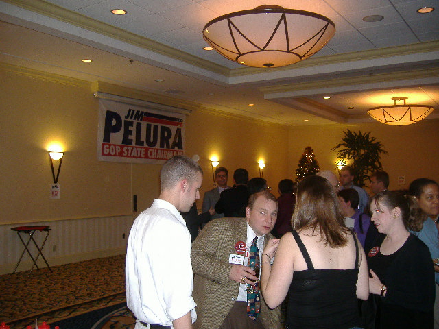 Chairman candidate Jim Pelura had a large party room as well.